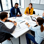 **

"A diverse team of professional character designers collaborating in a bright, modern studio, fully clothed in appropriate attire, brainstorming ideas around a large table covered with sketches and tablets. The atmosphere is energetic and collaborative, with team members actively listening and contributing. Safe for work, appropriate content, perfect anatomy, natural proportions, family-friendly, professional environment."

**