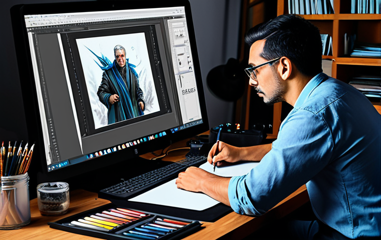 캐릭터 디자인 업계의 변화와 도전 과제 - The Original Artist**

"A professional digital artist in their studio, surrounded by tablets, monito...