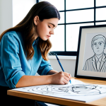 캐릭터 디자인의 철학적 요소와 트렌드 - Authenticity & Style**

"A young graphic designer, fully clothed in fashionable, modest attire, sket...