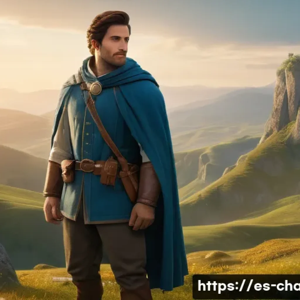 캐릭터 디자인 관련 심리적 분석 - A noble hero character, depicted in a warm and inviting style. The character has an open, rounded si...