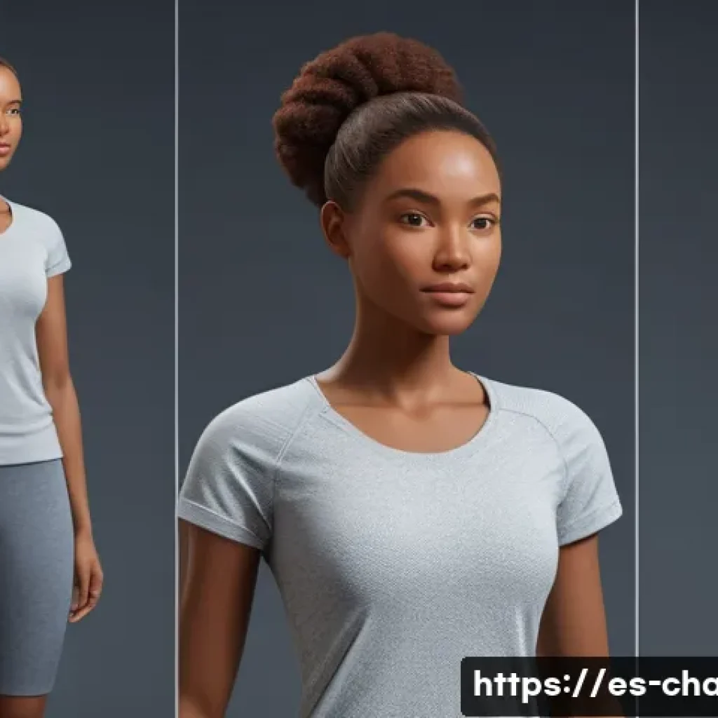 캐릭터 디자인의 기술적 트렌드와 응용 - A highly detailed 3D digital sculpture of a diverse female character wearing modern casual clothing ...
