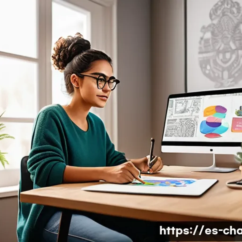 캐릭터 디자인 프리랜서 단가 책정 - A professional freelance character designer working in a cozy, modern home studio filled with colorf...