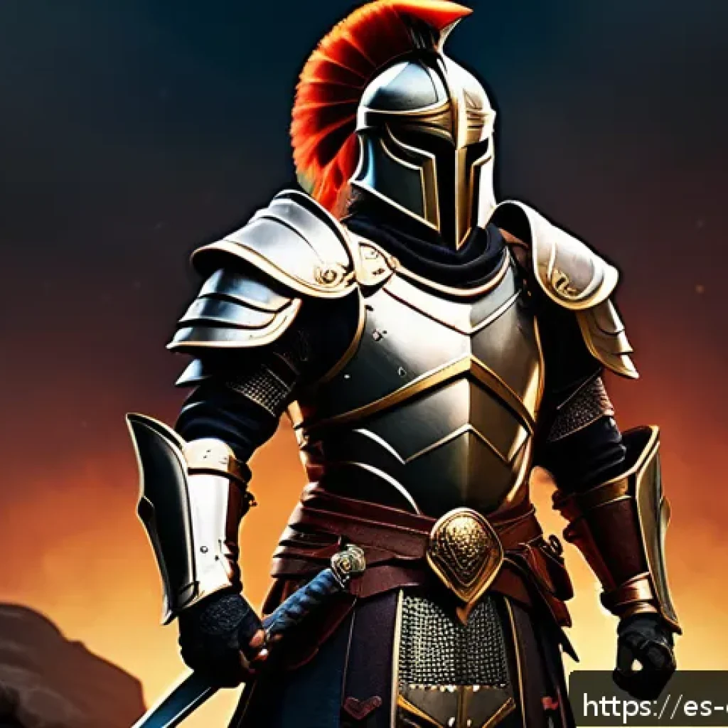 캐릭터 디자인 실습에서 주의할 점 - A heroic fantasy warrior character with a strong, instantly recognizable silhouette featuring broad ...