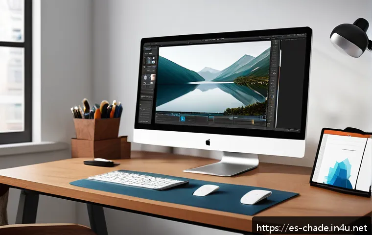 캐릭터 디자인 취업 포털 활용법 - A professional character designer workspace showing a sleek digital portfolio on a high-resolution m...