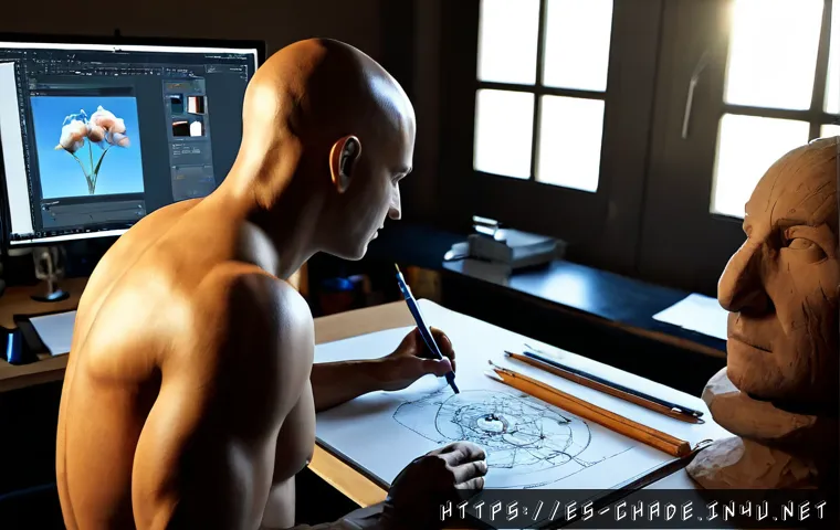 캐릭터 디자인 업계의 주요 기술적 도전 - Photorealistic character design studio in Madrid, Spanish digital artist carefully sculpting an orig...